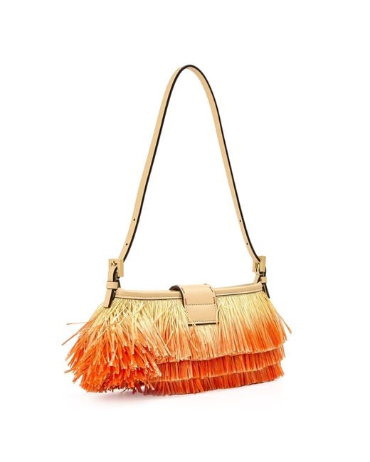 Fendi Red Raffia Baby Shoulder Bag