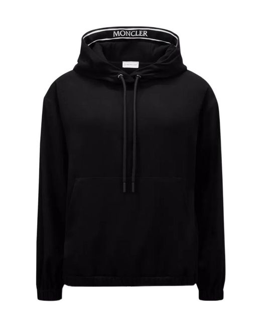 Moncler Black Logo Detailed Drawstring Hoodie