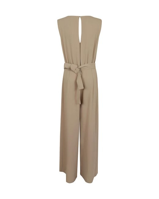 P.A.R.O.S.H. Natural Jumpsuit With Flowers Belt