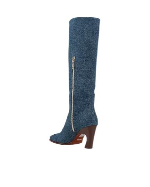Chloé Blue Denim Pointed-Toe Ankle Boots