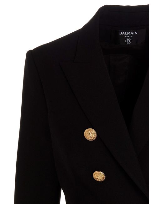 Balmain Blue Button Embellished Tailored Blazer