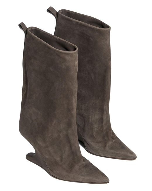 Rick Owens Brown Cantilever Sharp Flared Boots