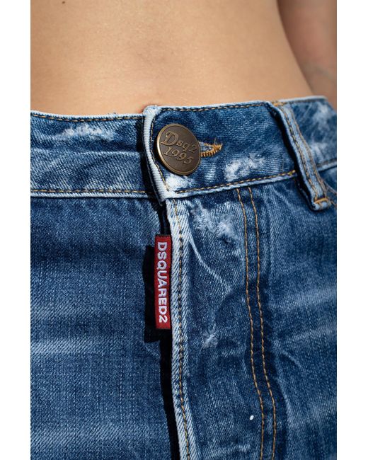 DSquared² Blue Boston Straight-Leg Distressed Jeans