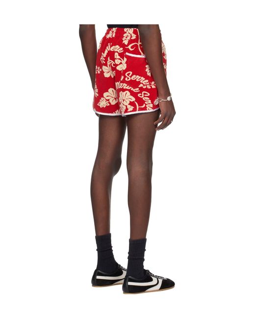 MARINE SERRE Red Towel Shorts for men