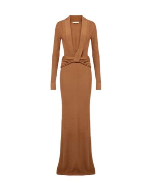 AYA MUSE Brown Pleated Knitted Dress