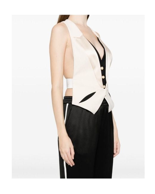 Elisabetta Franchi Natural Button Sleeveless Waistcoat