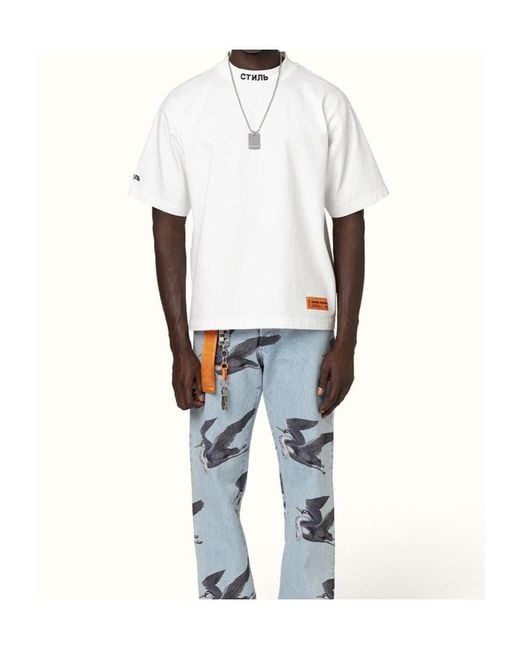 Heron Preston White Round-Necked Logo T-Shirt for men
