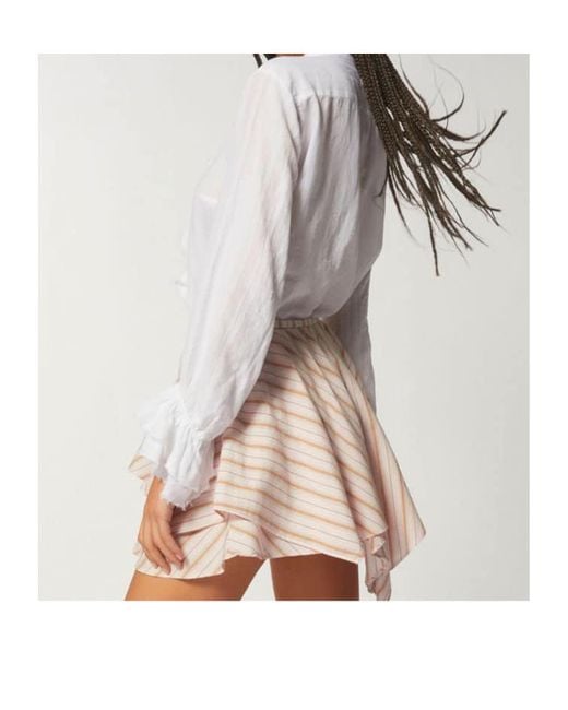 Dondup White Ruffle-Collar Long-Sleeve Blouse