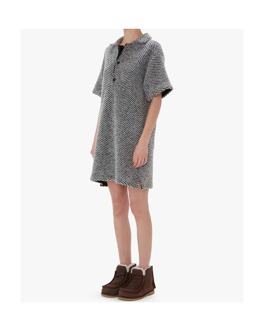 J.W. Anderson Gray Logo-Plaque Knit Polo Dress
