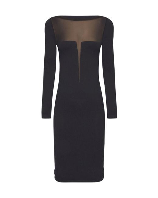 Wolford Black Sheer-Panel Midi Dress