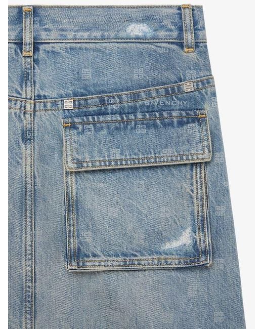 Givenchy Blue 4G Motif Denim Skirt