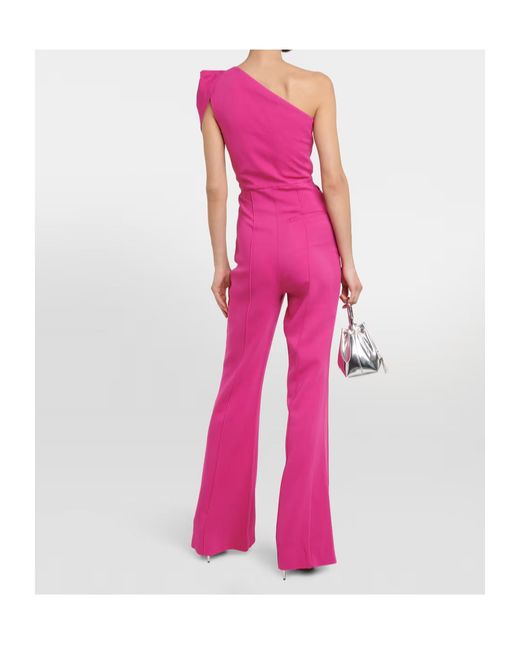 Roland Mouret Pink Asymmetric Crepe Jumpsuit