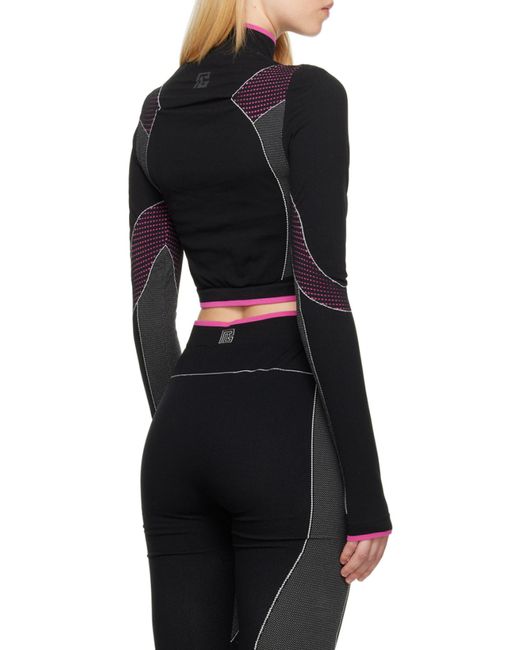 Balmain Black High Neck Seamless Cropped Top