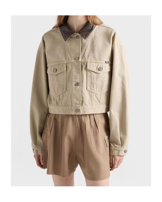 Prada Natural Cropped Old Denim Jacket