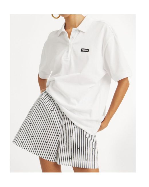 ROTATE BIRGER CHRISTENSEN White Short-Sleeved Logo Polo Shirt