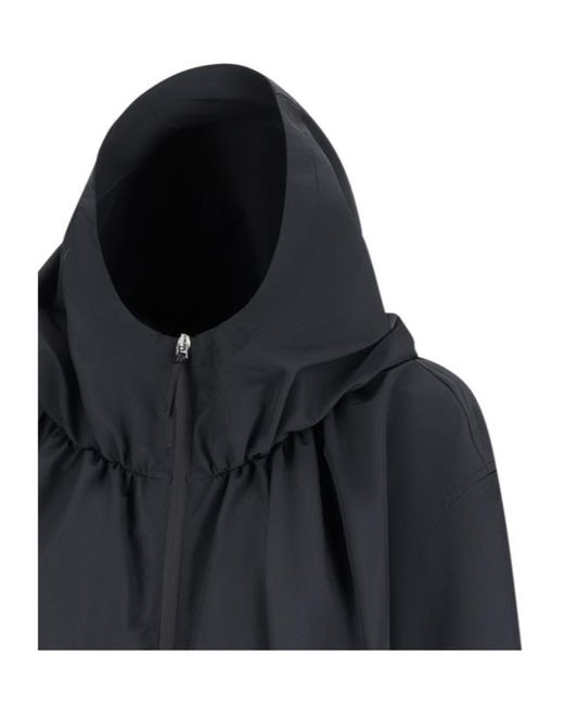Jil Sander Blue Hooded Gathered Jacket