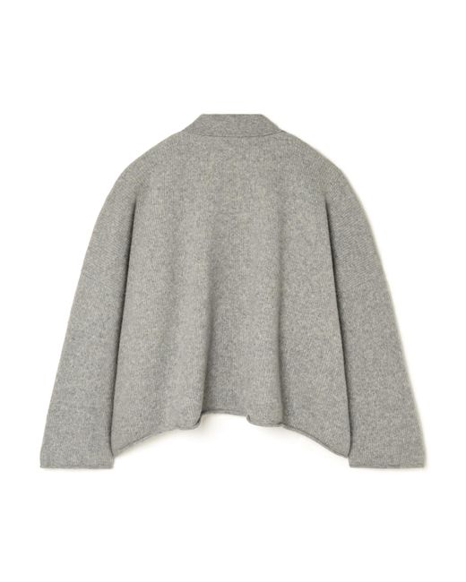 Alanui Gray Ribbed Polo Neck Top