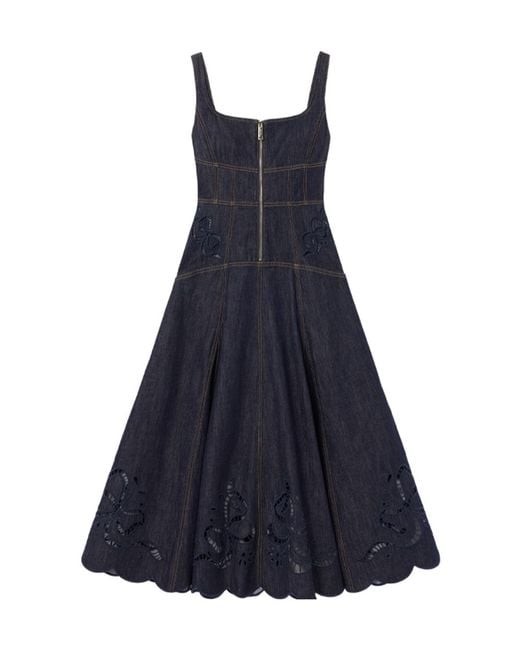 Self-Portrait Blue Zip-Front Denim Midi Dress