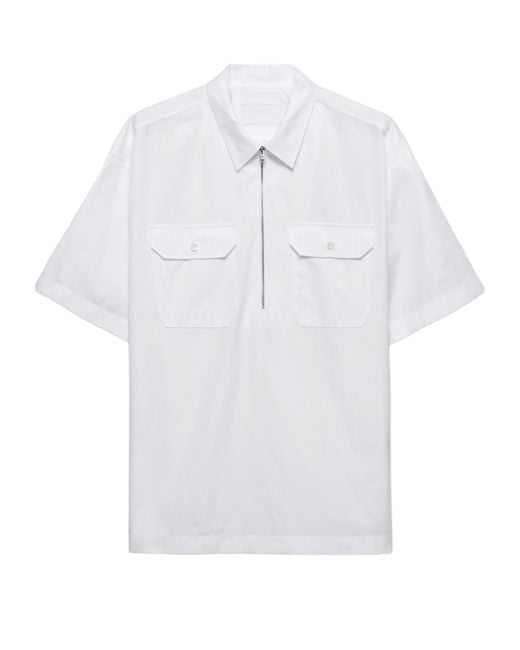 Prada White Short-Sleeved Cotton Shirt for men