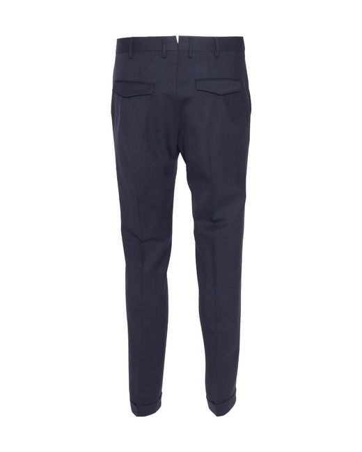 PT01 Blue Pt Torino Straight-Leg Turn-Up Hem Tailored Trousers for men