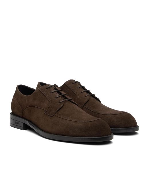 Boss Brown Lace-Up Derby Shoes for men