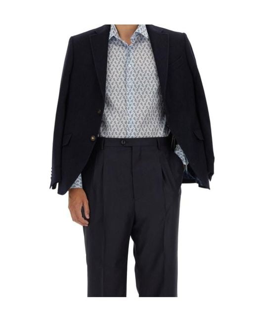 Etro Black Single-Breasted Tailored Blazer for men