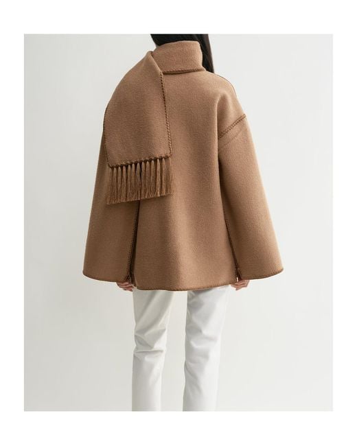 Totême Brown Totême Buttoned Whipstitch-Trim Scarf Jacket