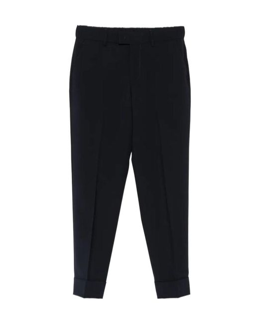 Berwich Black Cropped Turn-Up Trousers