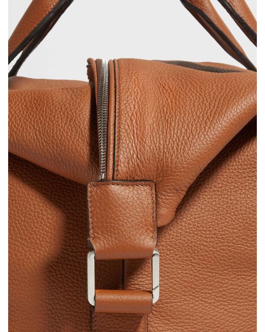 Zegna Brown Raglan Deerskin Holdall for men