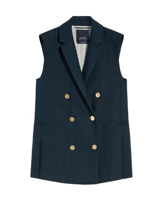 Max Mara Blue 'S Smmbird Double Breasted Sleeveless Blazer