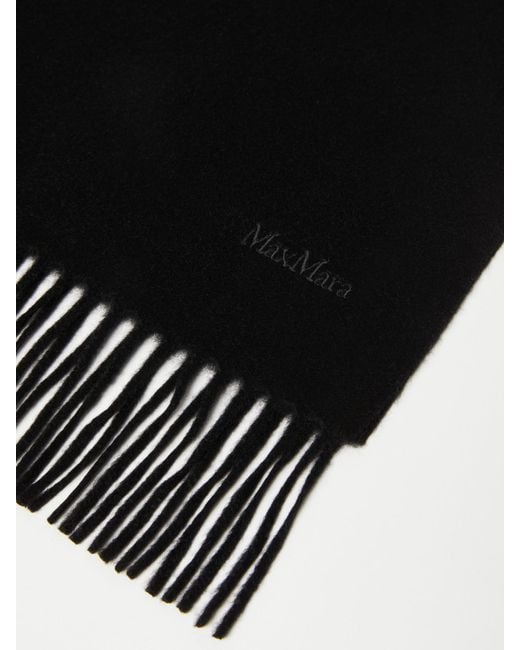 Max Mara Black Baci Fringed Edge Scarf