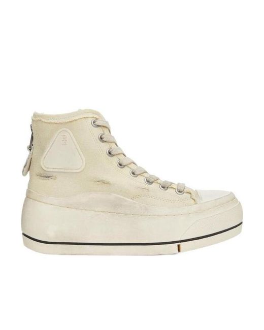 R13 Natural Platform High-Top Canvas Sneakers
