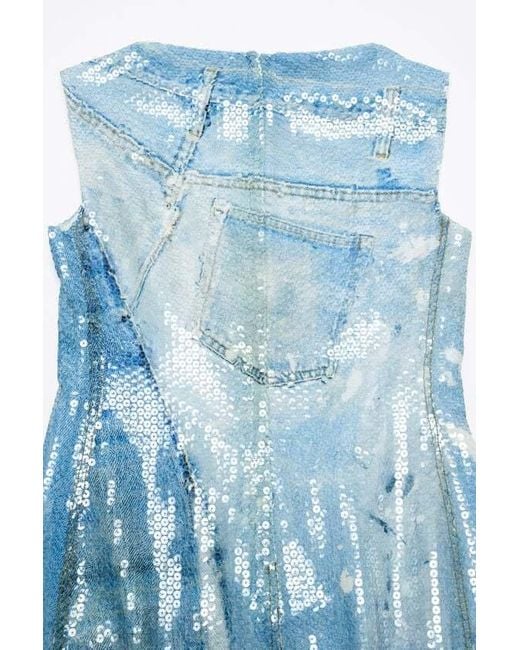 Acne Blue Printed Sequin Dress