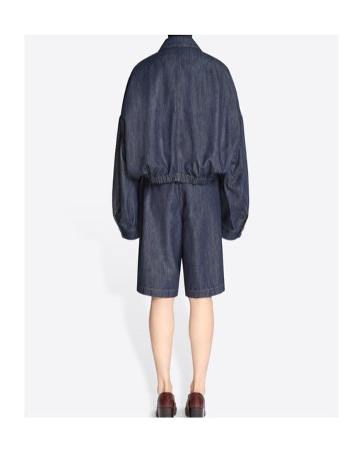 Dries Van Noten Blue Gathered Denim Jacket