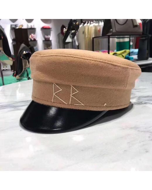 Ruslan Baginskiy Brown Initial Detailed Baker Boy Cap