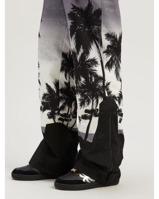 Palm Angels Gray Palm Printed Straight Leg Padded Ski Bottoms for men