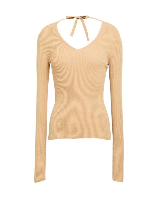 MM6 by Maison Margiela White Lightweight Knitted V-Neck Long Sleeve Top