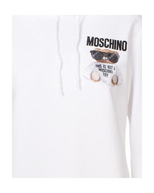 Moschino White Teddy Bear Printed Sweater