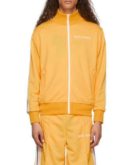 Palm Angels Yellow Stripe-Detail Zip-Up Track Jacket for men