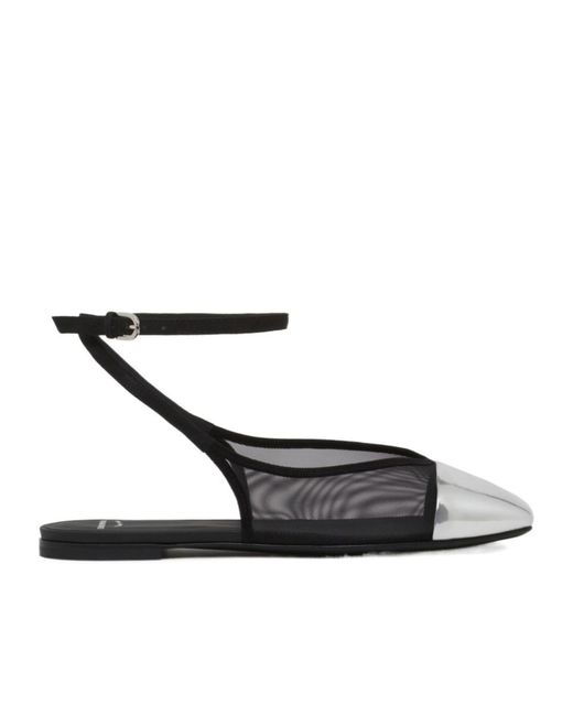 Emporio Armani White Mesh Slingback Flat Shoes
