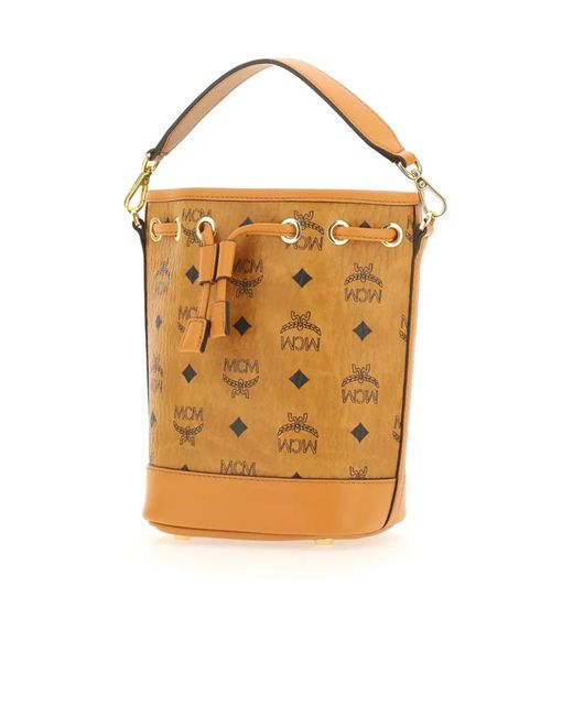 MCM Multicolor Allover Monogram Pattern Drawstring Bucket Bag