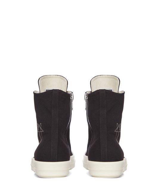 Rick Owens Black Overdyed Denim Sneaker With Lace-Up And Side Zip for men
