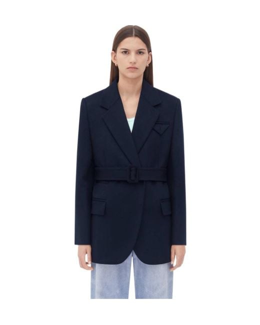 Bottega Veneta Blue Classic Labels Belted Coat