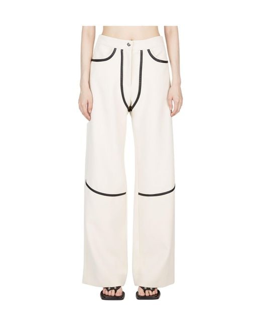 Paris Georgia White Rodeo High Waist Piped Pants