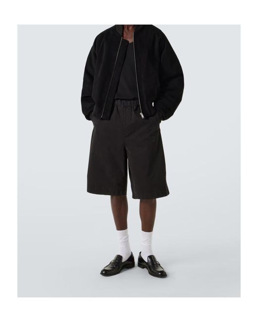 Entire studios Black Suede Bomber Jacket for men