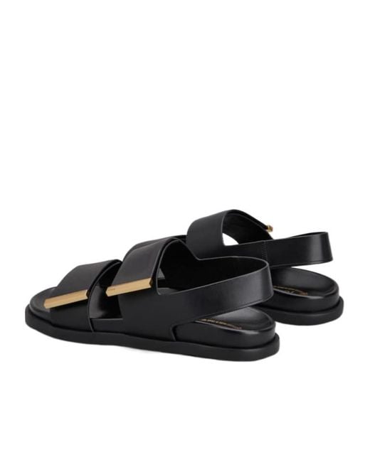 Tod's Black Logo Engraved Slip-On Sandals
