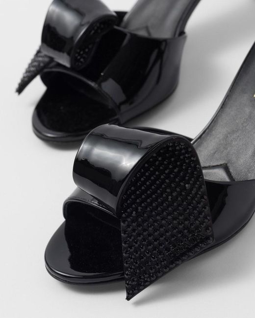 Prada Black Bow-Detailed Slip-On Sandals