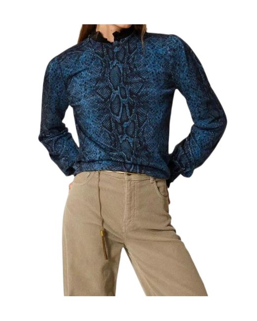 Twinset Blue Python-Print Wool Pullover