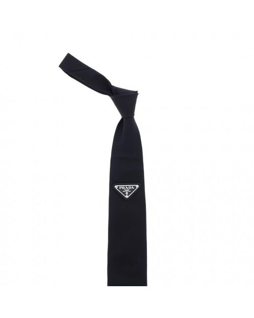 Prada Black Triangle-Logo Pointed--Tip Tie for men