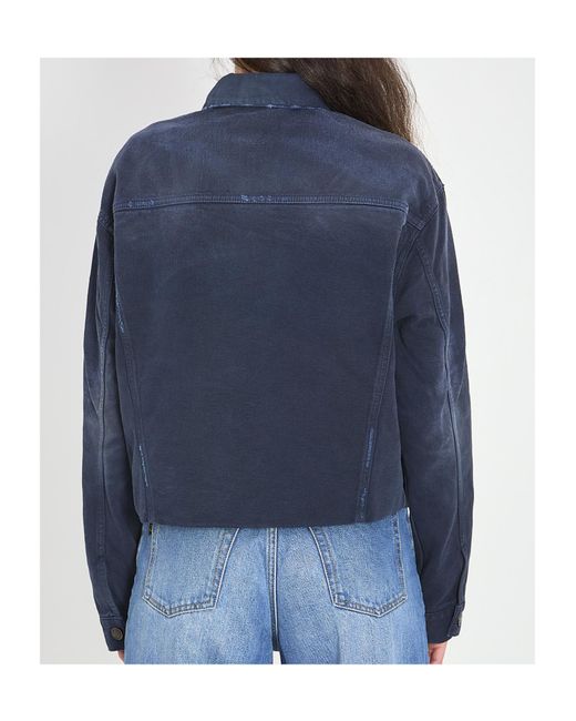 Balenciaga Blue Cropped Old-Effect Denim Jacket
